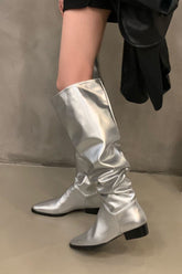 New Fashion Spring Outfit Solid Color Pointed-toe Stacked Knee High Boots